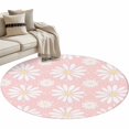thumbnail image 2 of Pink Daisy 3ft Area Rug, Spring Floral Elegant Pastoral Botanical Washable Non-Slip Small Round Rugs for Entryway Bedroom Kitchen, Soft Circle Carpet for Dining Room, Playroom Nursery Rug, 2 of 9