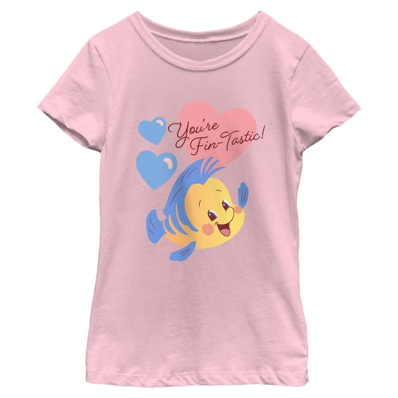 Girl's The Little Mermaid Flounder You're Fin-Tastic Graphic T-Shirt