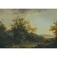 thumbnail image 2 of Johann Heinrich Wüest 24x18 Gold Ornate Framed and Double Matted Museum Art Print Titled - Landscape with Fishermen, Shepherds and Cattle, 2 of 4