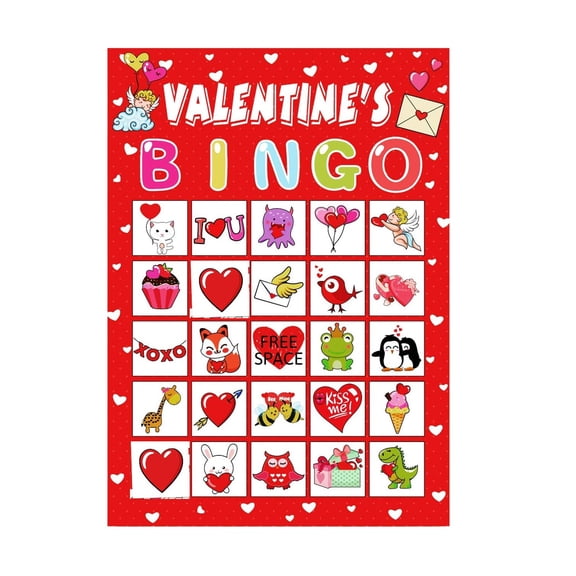 JIhuahe Valentine's Day Bingo Game Cards- Party Classroom School Activity Family Holiday Supplies Toys and Games