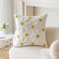 thumbnail image 2 of Flower Embroidered Throw Pillow Covers, Farmhouse Decorative Square Floral Accent Cushion Covers, Lumbar Pillow for Sofa Living Room Bedroom Home Decor Art 18 x 18 Inch, 2 of 5