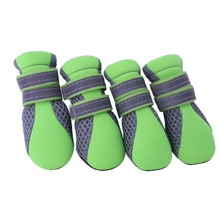 WHAMVOX Summer Breathable Mesh Small Dog Shoes Nonslip Sole Dog Boots Size L (Green)