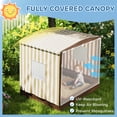 thumbnail image 4 of Qaba Kids Wooden Sandbox with Canopy Fully Covered, Outdoor Large Wood Sand Pit with 2 Bench Seats, Bottom Liner, 56" x 40" x 52", Brown, 4 of 10