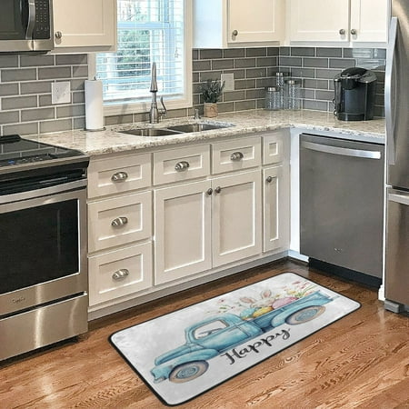 

Long Floor Mat 39x20Inch Kitchen Mat Bathroom Mat Living Room Mat Bedroom Mat Absorbent Delicate Fabric No Ball Do Not Fade Cute Bunny Easter