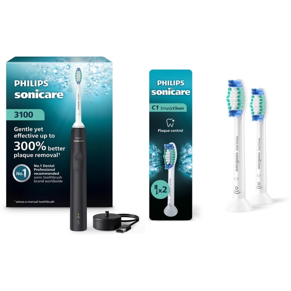 Philips Sonicare 3100 Series Electric Toothbrush   SimplyClean Brush Head 2pk Bundle