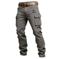 thumbnail image 3 of XIAONU Mens Letter Embroidered Cargo Pants Relaxed Fit Full Length Belted Trousers Breathable Edgy Western Bottoms, 3 of 5