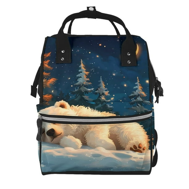 Easygdp Starry Sky Sleep White Bear para Bolsa de Bebé de Gran Capacidad con Múltiples Bolsillos, Bolsa de Pañales para Padres, Bolsa de Viaje Organizada y Elegante