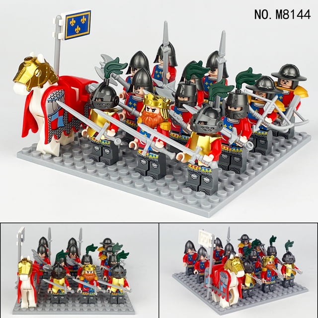 12 PCS Colección de Minifiguras de la Serie Cruzados Ingleses – Figuras de Acción Inspiradas en Guerreros Medievales, Divertido Juguete de Bloques DIY para Navidad y Fanáticos