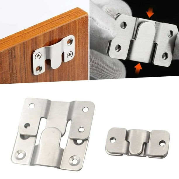 QWY 1Pairs Stainless Steel Interlock Hanging Buckle Flush Concealed