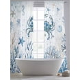 thumbnail image 5 of Blue Marine Life Sheer Curtains 108 Inch Long 2 Panels, Ocean Crab Coral Sea Star Seashell Jellyfish Coastal Light Filtering Rod Pocket Curtains, Sheer Voile Drapes for Living Room Bedroom, 52"x108", 5 of 8