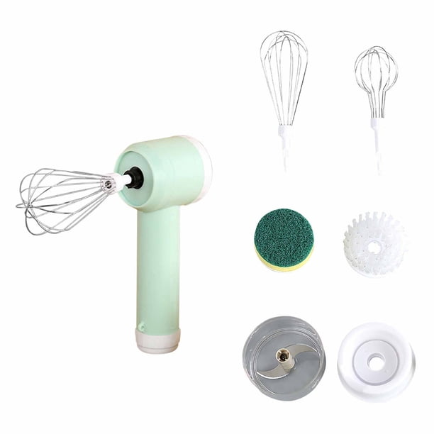 Batidor Manual de Mano de Acero Inoxidable | Batidor Giratorio para Huevos, Leche y Café | Licuadora de Mano para Cocina | Fácil Limpieza y Resistente al Óxido | Incluye 6 Accesorios | Diseño