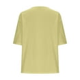 thumbnail image 4 of RYRJJ Cotton Linen Shirts for Women Summer Loose Fit Tops Vintage Half Sleeve Crewneck Beach Tee Blouses(Army Green,XXL), 4 of 6