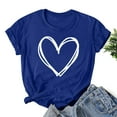 thumbnail image 2 of Lovskoo Women's 2024 Summer Tops Valentine Day Love Printed Short Sleeve T-Shirt Top Round Neck Top Shirt Dark Blue, 2 of 4