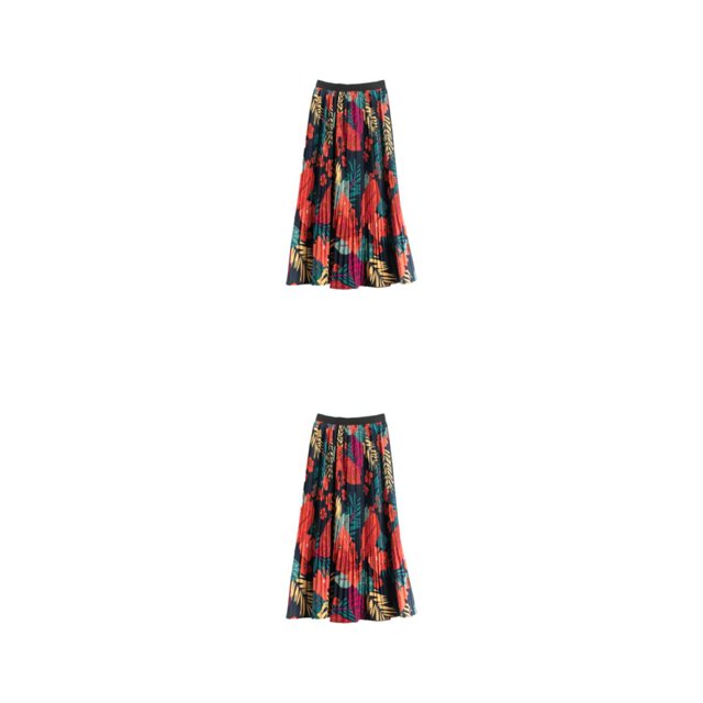 Faldas con cintura elástica de fibra para mujer Minnieouse largas plisadas estampado de verano rojo Talla única 2Conjunto