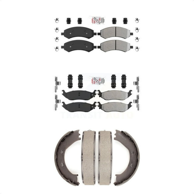 Transit Auto Front Rear Semi-Metallic Disc Brake Pads and Parking Shoes Kit for Car Dodge Ram 1500 Chrysler Aspen Durango KNN-100536
