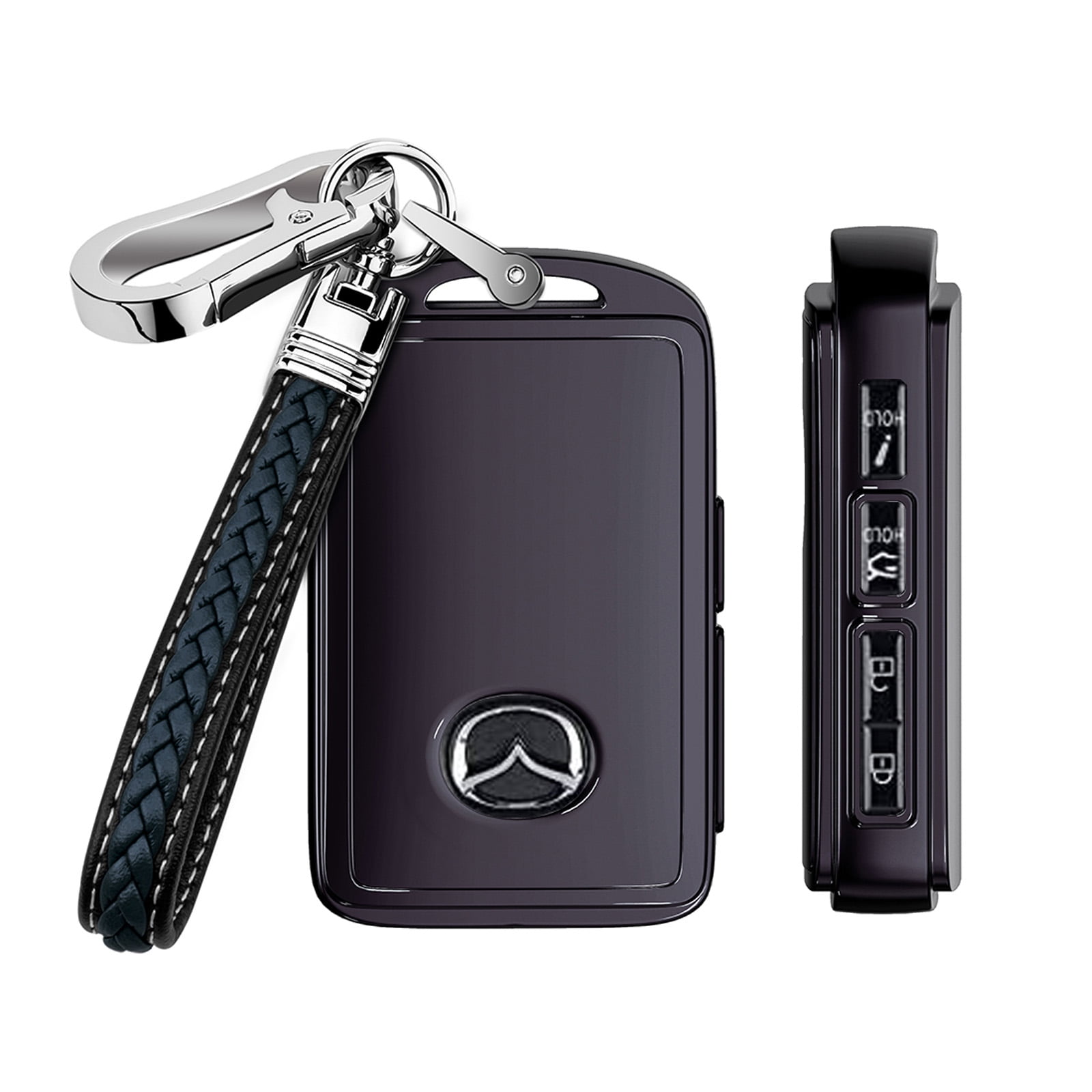 Key Fob Cover Case for Mazda Soft TPU Key Holder 3/4 Button Smart Car Key Protector with Leather