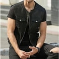 thumbnail image 3 of Chaleco de cuero para hombre Primavera y otoño Tendencia de moda Chaleco de chaqueta de un solo pecho Chaleco para hombre, 3 of 6
