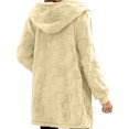 thumbnail image 4 of Women's Fashionable Casual Warm Thick Plush Striped Embossed Button Hooded Cardigan Coat Gold XXL, 4 of 6