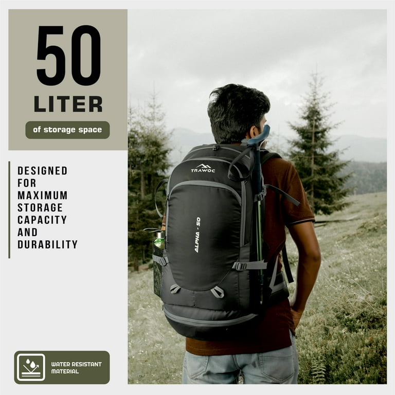 TRAWOC 50 Ltr Travel Backpack Water Resistant Daypack Bag for Cycling Trekking Hiking Camping, Grey - Walmart.com TRAWOC 50 Ltr Travel Backpack Water Resistant Daypack Bag for Cycling Trekking Hiking Camping, Grey - Walmart.com