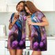 thumbnail image 4 of Balery Beautiful Flower Blue Bird Camisón de manga corta con cuello redondo para mujer, cómodo y elegante., 4 of 6