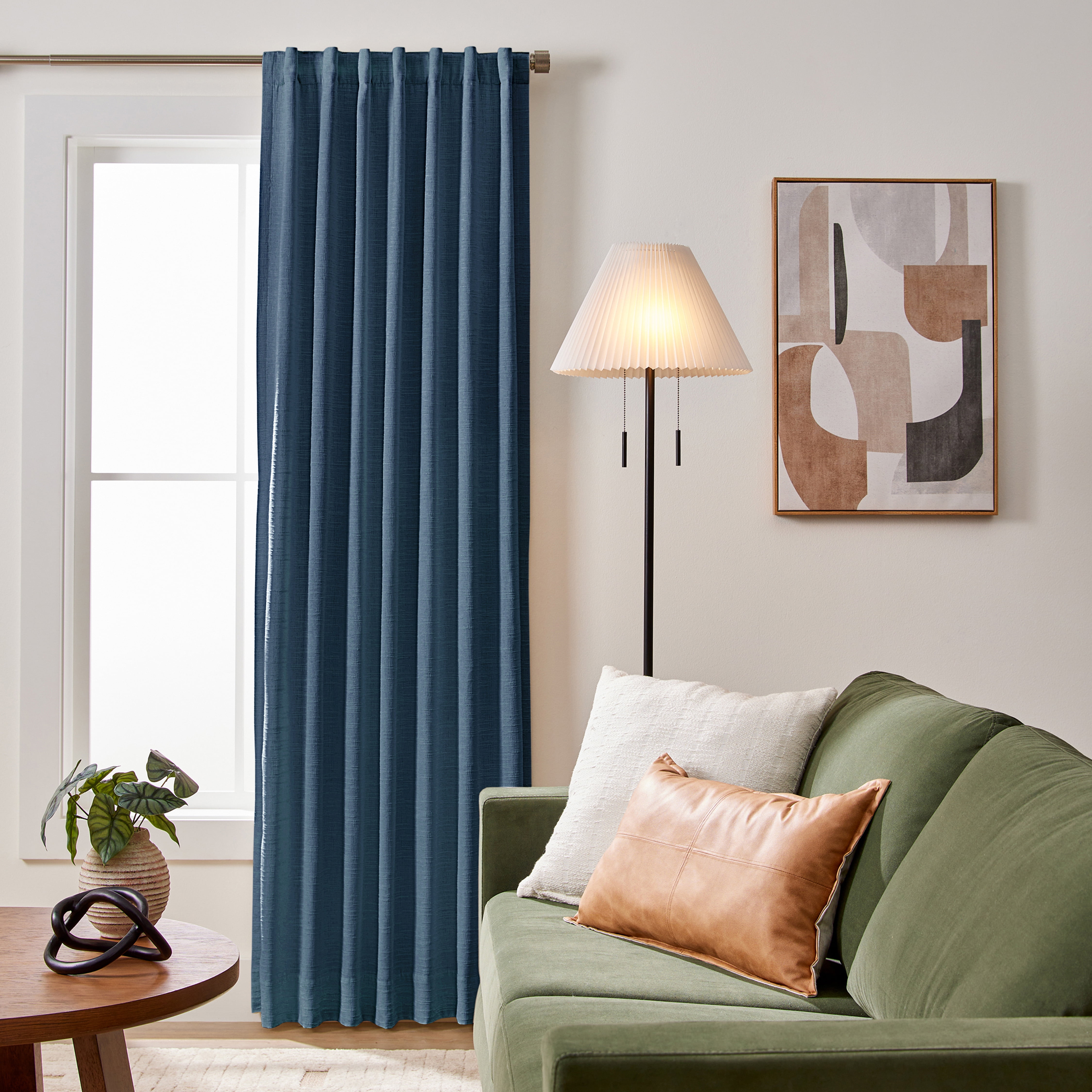 Better Homes & Gardens Textured Solid Chenille Blackout Single Curtain Panel, Washed Indigo, 50"W x 84"L