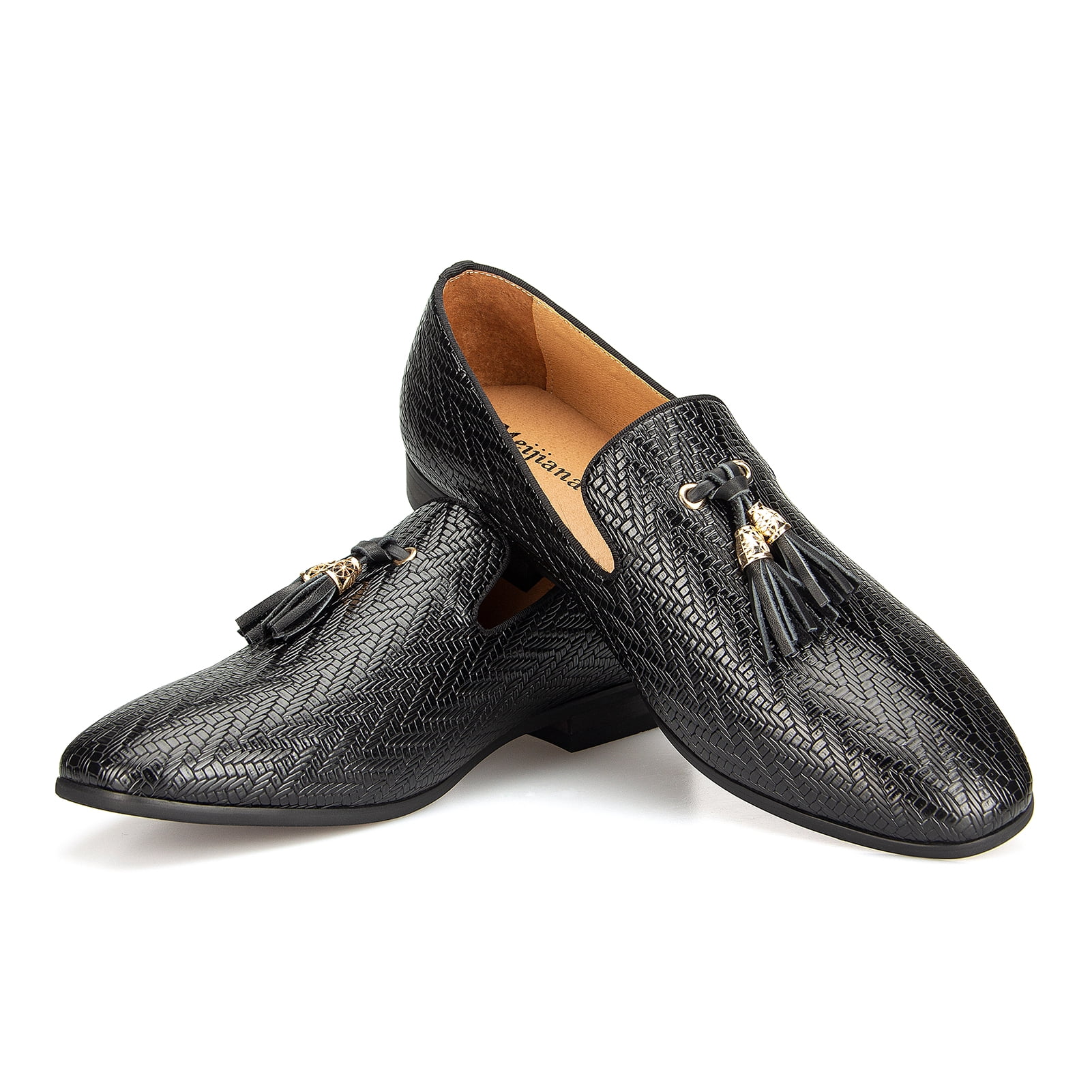 JITAI Black Gold Medal Tassel Loafers. Black Velvet Gold Tassel Loafer - Merlutti main image 3