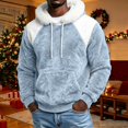 thumbnail image 7 of EliteGoogv Men's Color Block Fleece Hoodie Faux Fur Collar Pullover Sweatshirt Drawstring Kangaroo Pocket Long Sleeve Cozy Loose Fit Winter Top,M, 7 of 7