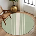 thumbnail image 2 of Round Rugs 5Ft, Sage Green Beige Striped Round Area Rug Washable Indoor Throw Carpet, Modern Farmhouse Retro Lines Soft Non Slip Circle Rug for Cabinet Bathroom Home Decor Aesthetic, 2 of 8