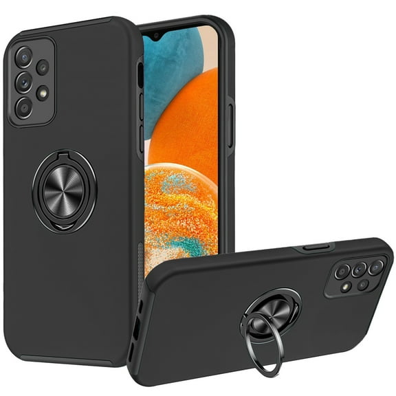 For Samsung Galaxy A23 5G Slim Hybrid 360 Degree Rotatable Metal Invisible Ring Stand Holder Fit Magnetic Car Mount Cover ,Xpm Phone Case [ Black ]