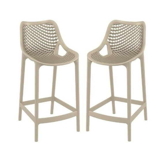 Home Square Patio Counter Stool in Dove Gray Finish - Set of 2