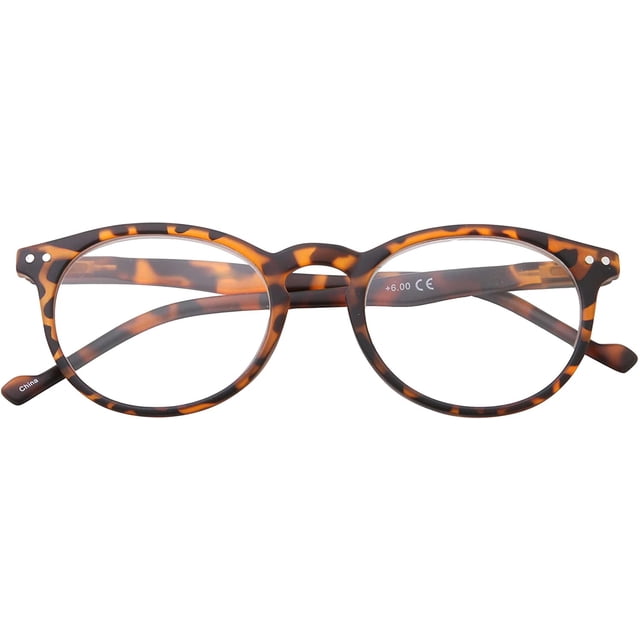 grinderPUNCH Lunettes de Lecture Rondes Ovales Légères pour Hommes et Femmes +1,50, Écaille
