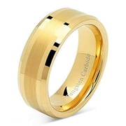 8mm Men's Tungsten Carbide Ring Wedding Band 14k Gold Plated Jewelry Bridal Size 8-16 (Tungsten, 8)