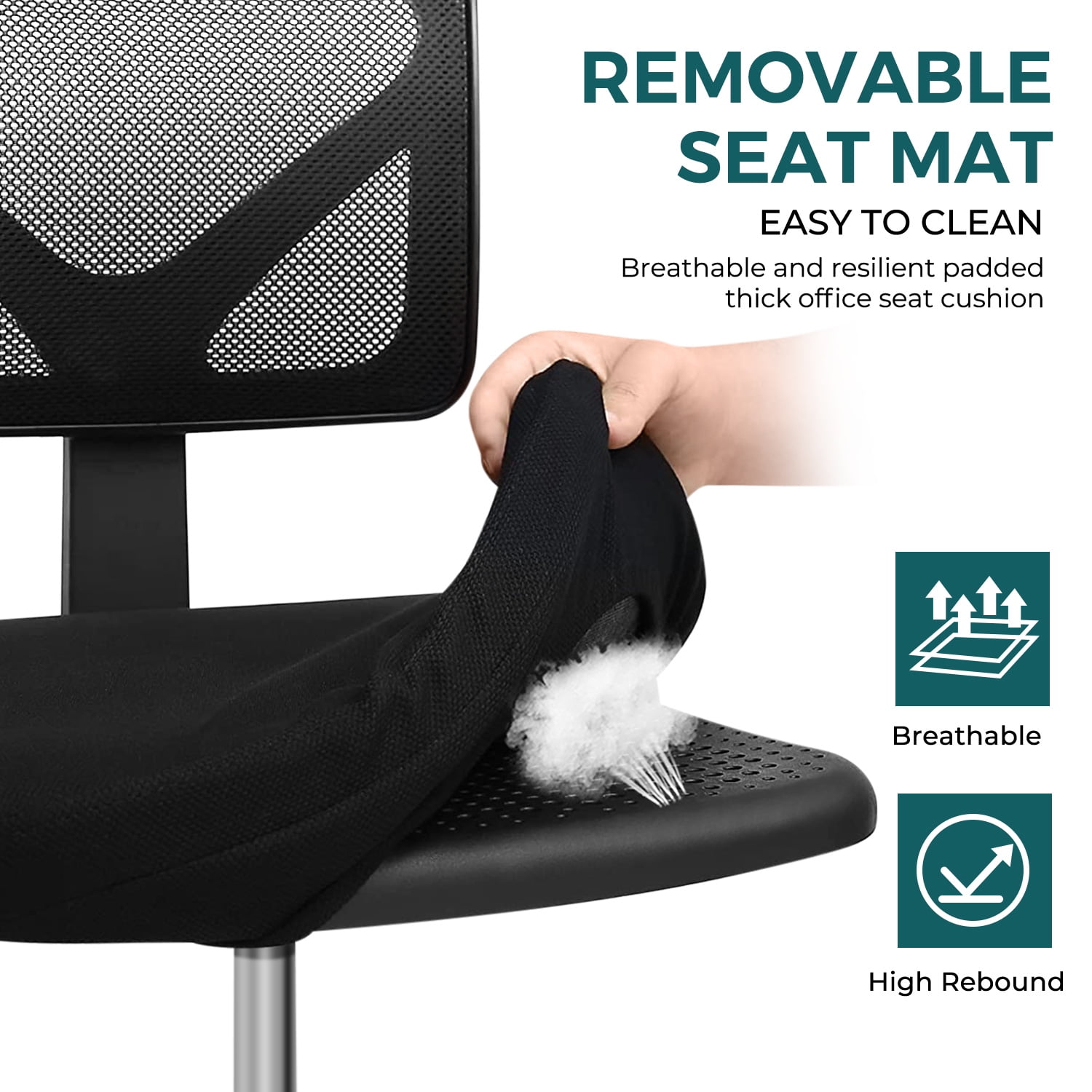 Aukfa Desk Chair Home Office Chair with Lumbar Support, Black,