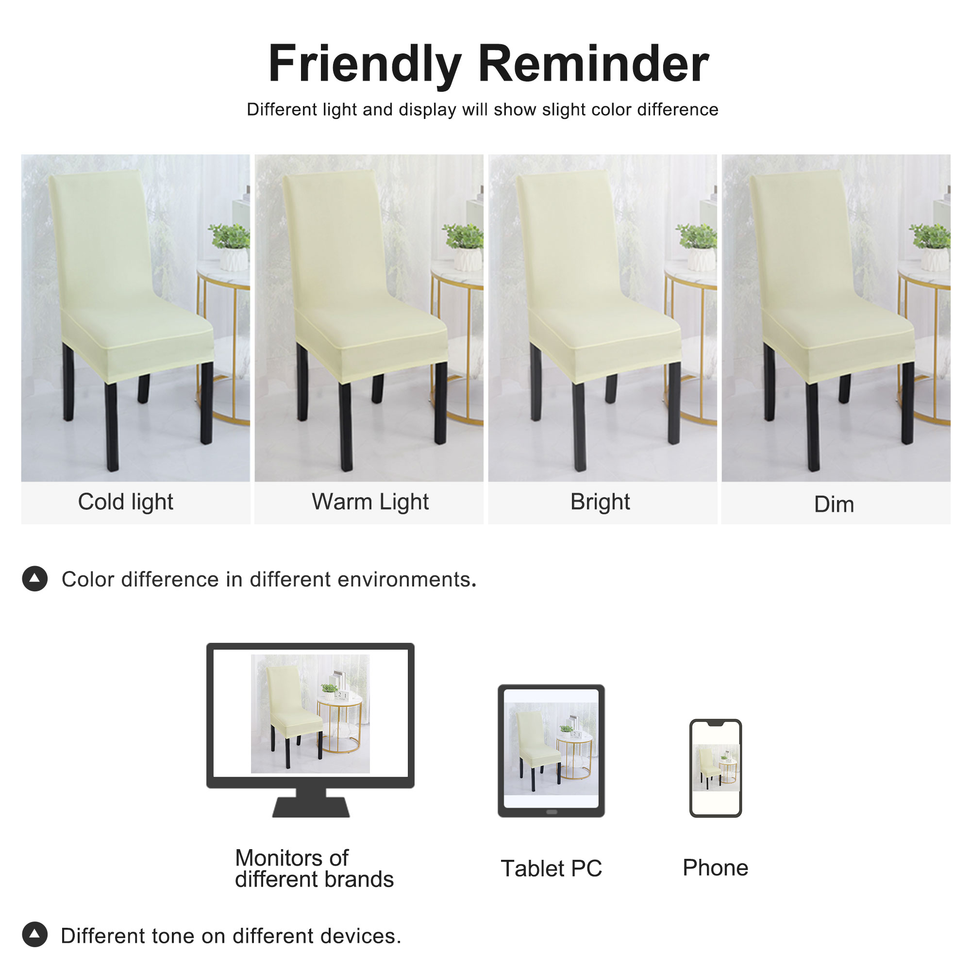 Unique Bargains High Elasticity Dining Chair Slipcover Beige Color M