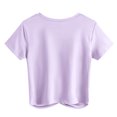 thumbnail image 4 of PINKSIR Women's Summer Crop Top Solid Short Sleeve Twist Front Tee T-Shirt Purple M, 4 of 8