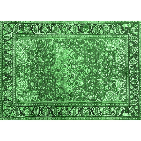 Ahgly Company Indoor Rectangle Medallion Emerald Green Traditional Area Rugs, 2' x 5'