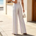 thumbnail image 6 of ClodeEU Women's High Waist Striped Wide Leg Pants,Casual Bohemian Vacation Flowy Trousers ,Women's Plus XL, 6 of 8