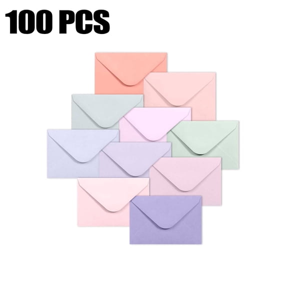 Sasio Gift card envelopes, 100-pack mini envelopes, business card, wedding thank-you card small envelopes, 10 colors, soft paper, bulk, 4 x 2.7 inches.