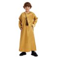 thumbnail image 2 of WUXIAN Child Arabic Thobe Thobe Long Sleeve Kaftan Crew Robe National Teenage Boys Long Sleeve Embroidered Robe Sets Arab Wear Robe Cute Streetwear, 2 of 9