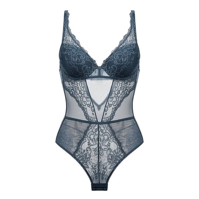 Mono ajustado estilo francés transparente con tentación de encaje Mono sexy francés