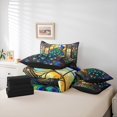thumbnail image 6 of jejeloiu Cute Peacock 7 Pieces Bedding Comforter Set,Boho Bohemian Full Bedding Set,Vintage Glass Fitted Sheet Flat Sheet For Kids,Super Cozy Room Decor Reversible, 6 of 8