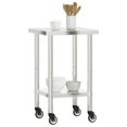 thumbnail image 2 of vidaXL Table de Cuisine avec Roulettes 55x55x85 cm Acier Inoxydable, 2 of 5