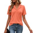 thumbnail image 2 of vigerkar Women's Polo Shirts Lapel Collar V Neck Short Sleeve Blouse Dressy Casual Tunic Tops (Red, M), 2 of 7