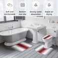 thumbnail image 5 of Red Grey White Bath Mat 3 Piece Bathroom Rug Set, Farmhouse Ombre Color Modern Simple Non Slip Bath Rug Contour Mat and Toilet Lid Cover, Absorbent Shower Mats Soft Bath Rugs and Mats Sets, 5 of 8