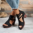 thumbnail image 2 of Gladiator Sandals for Women Fashion Buckle Ankle Strap Open Toe Heels Back Zipper Casual Summer Dress Shoes Black Size 7.5, 2 of 5