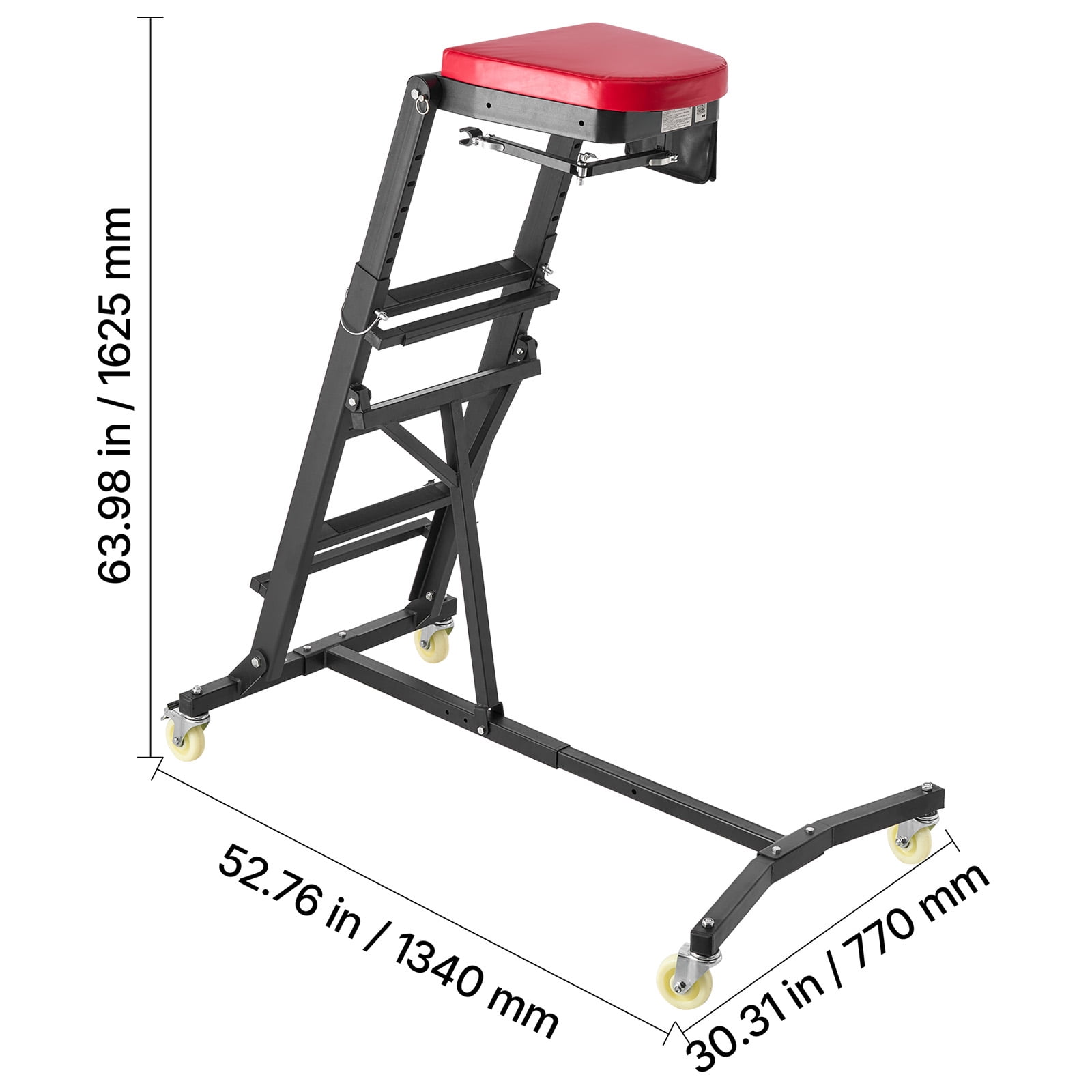 KFFKFF Adjustable Automotive Creeper 48"-64" with Folding Arm, Foldable High-Top Engine Creeper, 400LBS Durable Support, Stable I-Shaped Base, 4-Wheel Smooth Movement for Vehicle Maintenance