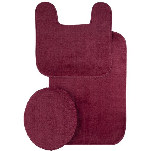Plush Bath Rug SetBurgundy