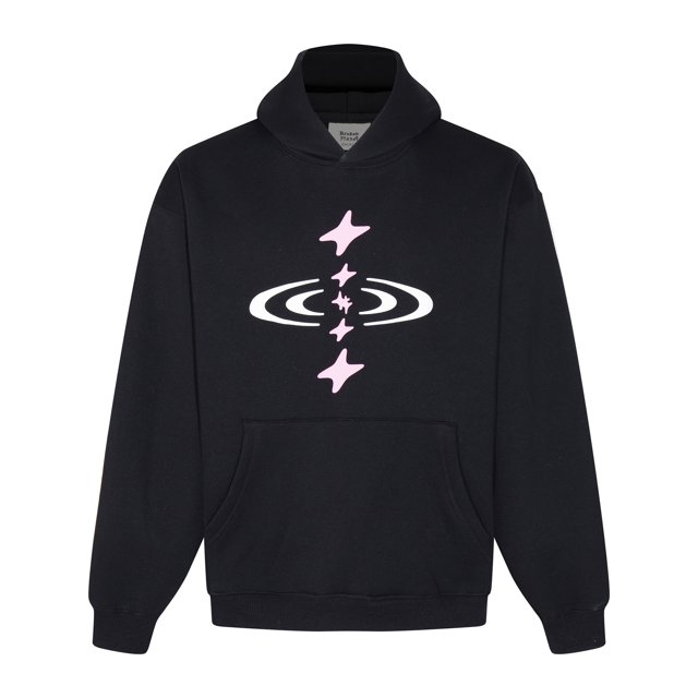 Sweat à Capuche Planète Cassé Tendance Américaine Imprimé Amusant de Rue plus Velours design Ample