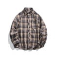 thumbnail image 2 of Iugvhana Mens Oversized Flannel Shirt Long Sleeve Plaid Flannel Shirt Loose Casual Button Down Shirts Relaxed Fit Navy#2 XL, 2 of 4