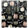 thumbnail image 5 of 4Pcs Black Pink Halloween Boo Pumpkin Bat Shower Curtain Sets with Bath Mat Rug,U-Shape Mat,Toilet Lid Cover and 12 Hooks,Home Bathroom Decor Accessories, 5 of 9